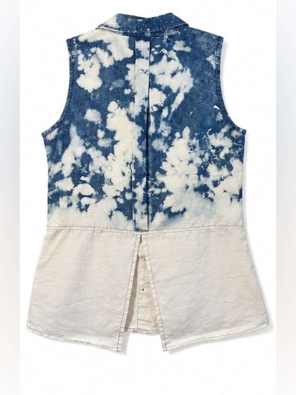 2 Haute Blue Tie Dye Sleeveless Button Down Shirt | Size L | Boho Coastal Beach - Picture 8 of 10
